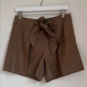 NEW White House Black Market Brown Linen Blend Women's Wrap Shorts